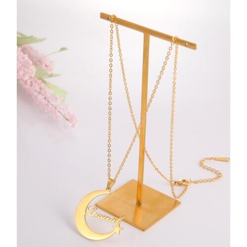 Sipuris Custom Name Necklace Personality Star Moon Pendant Stainless Steel Letter Necklace For Women Custom Jewelry Gifts Choker