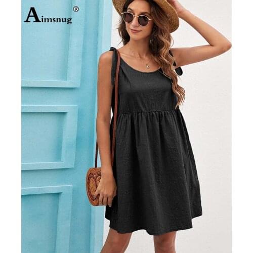 Women Elegant Leisure Knee-Length Dress 2021 Summer Casual Linen Beach Dresses Sexy Bandage Sleeveless Female Dress Black Green