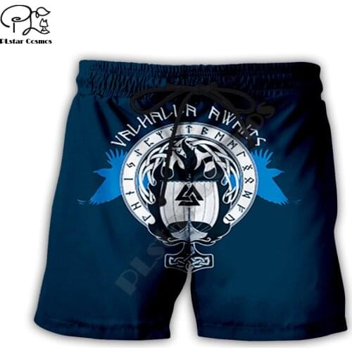 PLstar Cosmos Viking Tattoo Mens Shorts Summer Casual Shorts Harajuku 3D Printed Loose Cool Beach Comfortable style-2