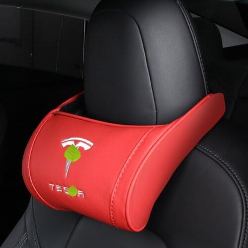 1PC Front Seat Neck Headrest Pillow Lumbar Protect Cushion Memory Cotton Back Support Pillow for Tesla Model X Model S Model 3