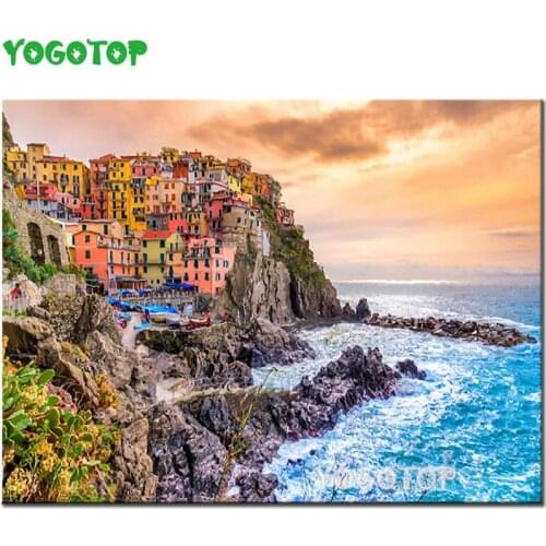 Italia Cinque Terre full diamond cross-stitch diamond painting room decoration diamond embroidery European architecture YY4802
