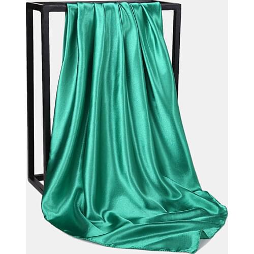 Pure color ladies large square scarf 90*90cm pure color silk scarf female hijab wrap pure color shawl turban Muslim turban scarf