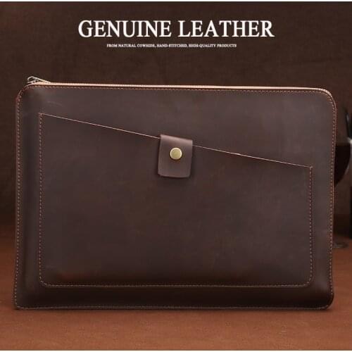 Ultra thin Genuine Leather Laptop Bag for MacBook Air Pro Retina 11.6 12 13 13.3 15.4 15.6 inch Sleeve Bag For Dell Notebook Bag