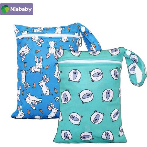 Miababy 18*25cm Waterproof PUL Cloth Diaper Bag for Diapers Inserts Mini Fashion Wet Bag