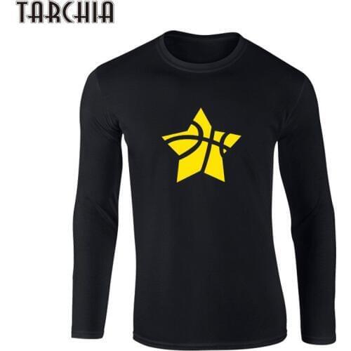 TARCHIA 2021 New Design Men T-shirt Five-Pointed Star Printed Long Sleeve Casual Tshirts Men 100% Cotton Streetwear Tees Tops