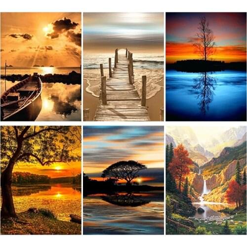 Sunset DIY 5D Diamond Painting Full Round or Square Rhinestone Mosaic Diamante Embroidery Cross Stitch Wall Art Home Best Gift