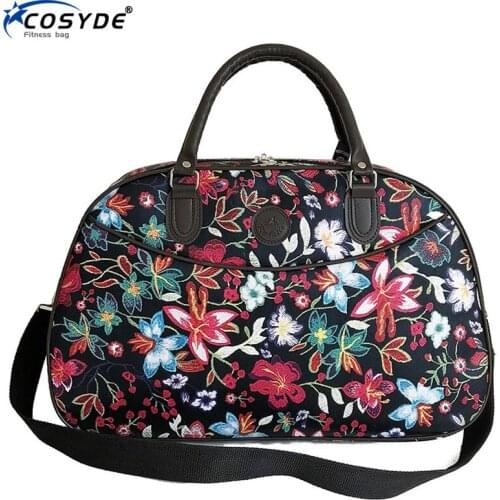 Leather Women Travel Bags Handbags New Fashion Portable Hand Fitness Floral Duffel Bag Waterproof Weekend Bag For Lady