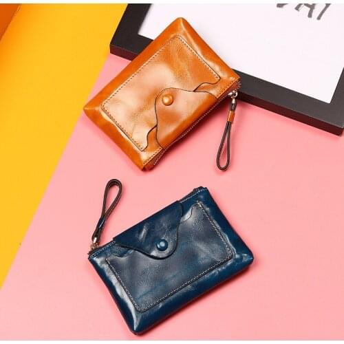 Genuine Leather Women Purse for coins Long Clutch Bags Wristlet Card ID Holders Money bag Zipper thin Cowhide Solid Slim Wallet