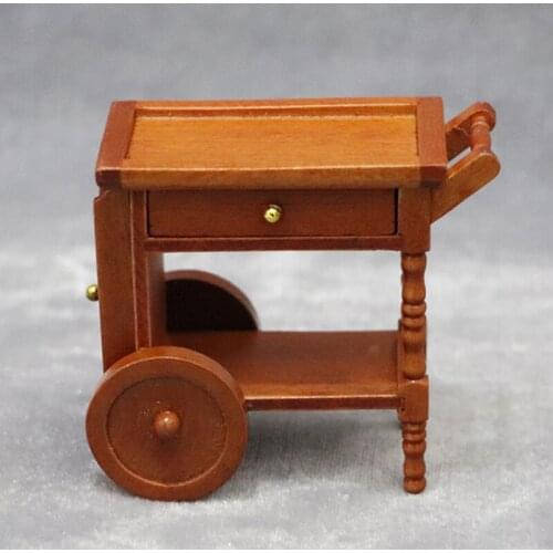 1:12 Dollhouse Mini Two Layers Kitchen Cart Set Miniature Ice Cream Car Serving Cart Dinner Tray Trolley