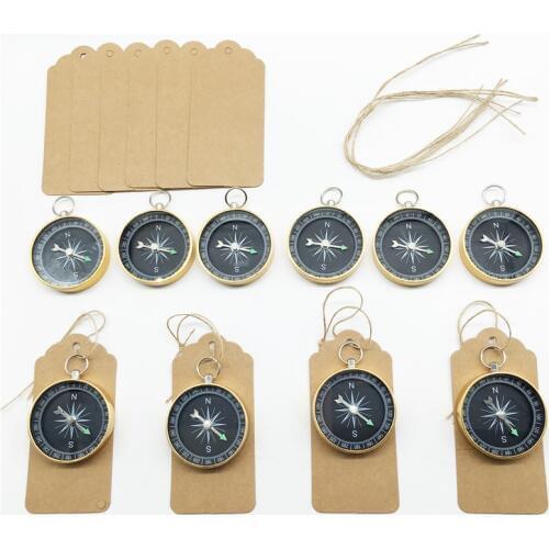 20Pcs/lot Party Favors for Wedding Souvenirs Compass with Tags Creative Wedding Gifts for Guest Baby Shower Event Party Supplies