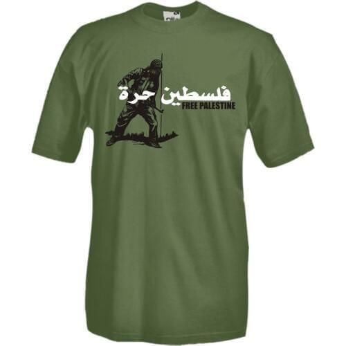 2018 High Quality Tee Shirt Grid Free Palestine Palestine INTIFADA war T-Shirt Cotton Flag Summer Cotton T-shirt