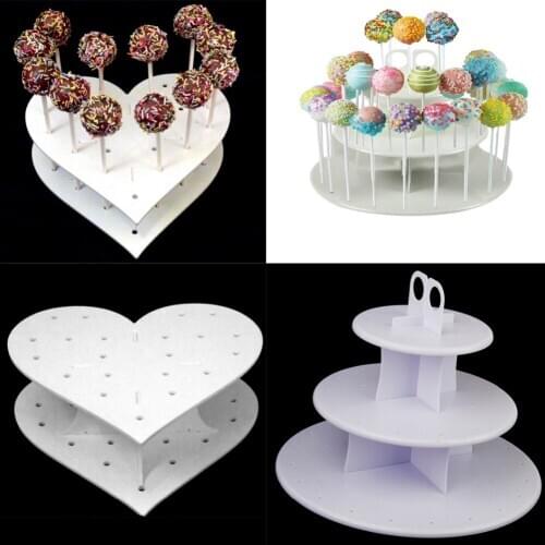 3-Tier 42 Holes Plastics Cake Pop Lollipop Cupcake Display Stand Wedding Party Decor Candy Stand Cake Tool Birthday Party Supply