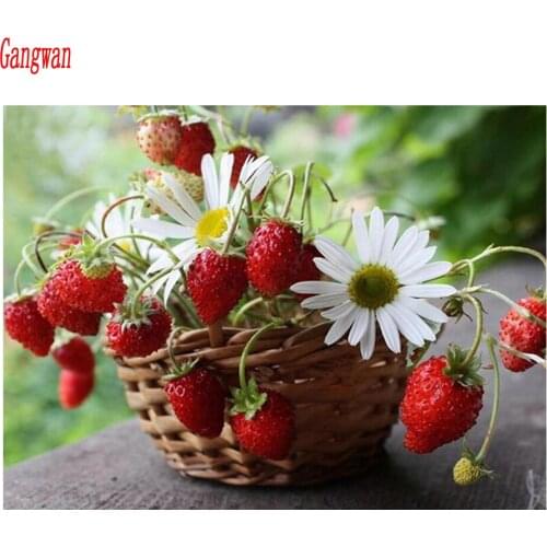 5d Diamond Embroidery Strawberry Flowers DIY Diamond Painting Full Rhinestones Mosaic Sticker kitchen Decor Cross Stitch Fruit