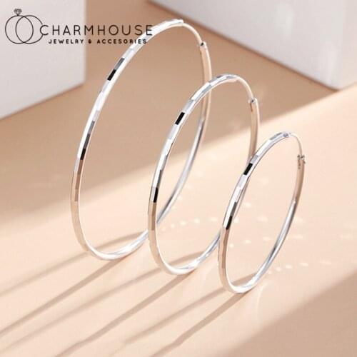 Oversize Big Hoop Earrings For Women Pure Silver 925 Earring Brincos Femme 2021 Trendy Jewelry Accessories Party Gifts Bijoux