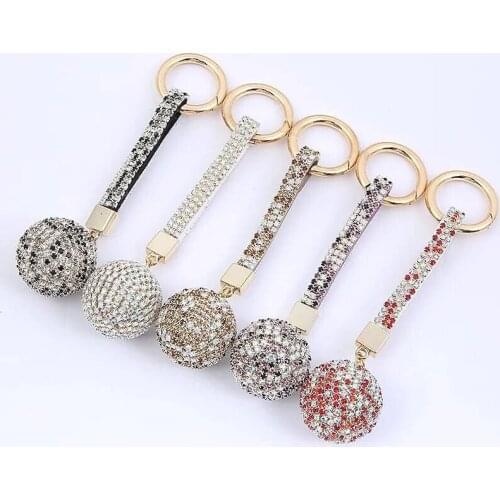Fashion Handmade Cute Bling Crystal Keychain for Women Car Pendant Girl Statement Rhinestone Jewelry Bag Key Chain