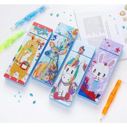 DIY Diamond Painting Pencil Case Cartoon Animal Special Shaped Diamond Embroidery Tool Stationery Box Christmas Gift For friends