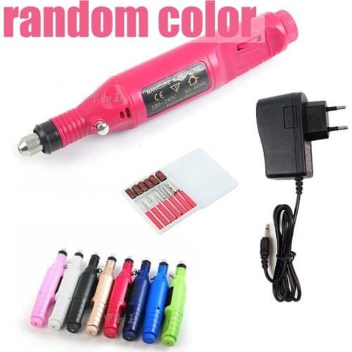 Electric Grinder Nail Art Drill Set 6 Bits Electric Pen-Shape Nail Grinder Battery models Machine Nail Art Drill Set File Nail