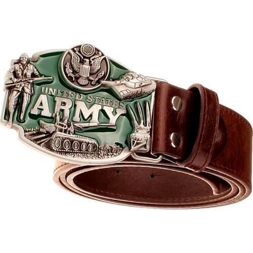 Cool mens leather belt metal buckle United States Army American style soldier punk rock belts exaggerated belt hip hop girdle