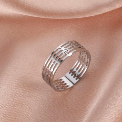 COOLTIME Music Notes Ring Stylish Design Of Modern Music Art For Female Music Lovers Gift Stainless Steel Couple Rings for MEN