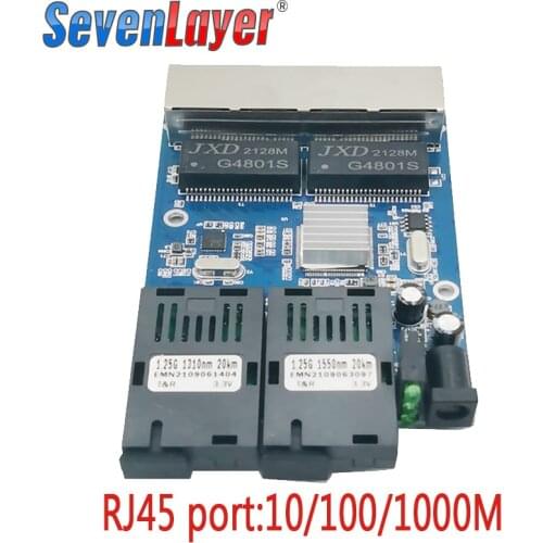 10/100/1000M switch 4 RJ45 UTP 2 SC Gigabit Fiber Optical Media Converter 2SC 4 RJ45 2F4E Ethernet PCBA board