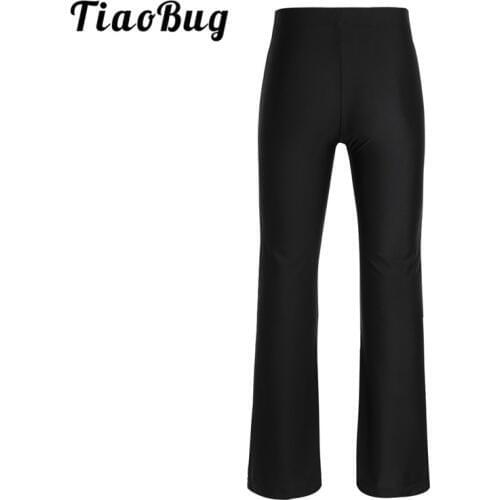 TiaoBug Kids Teens Black Basic Classic Stretchy Loose Gym Sports Pants Dance Wear Girls Child Dance Practice Jazz Dance Costume