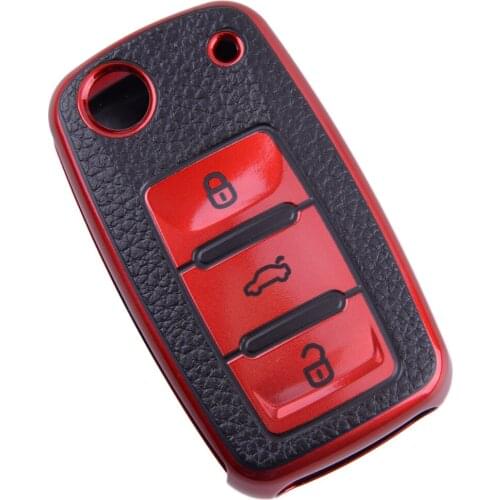 Car Red Remote FLip Key Fob Cover Case Shell TPU Fit For VW Golf MK6 Passat Polo Jetta Tiguan Scirocco Beetle Touran Eos UP