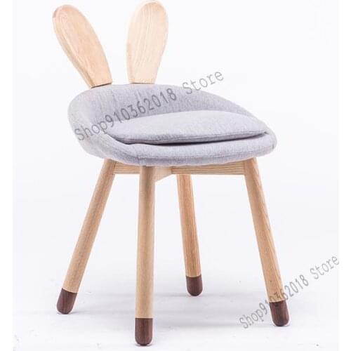 Rabbit Makeup Chair Designer Ash Wood Black Walnut Solid Wood Dining Chair Small Apartment Cute Dressing Stool