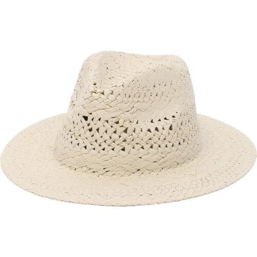 Summer Casual Sun Hats For Women Fashion Jazz Hat Man Beach Trilby Straw Panama Hat Hollow Sun Visor Caps