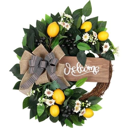 Lemon Wreath Window Door Porch Holidays Green Fruit Garland Photograph Props