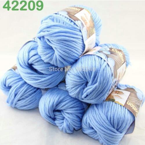 LOT of 6 Balls X 50g Special Thick Worsted Cotton Knitting Yarn baby Blue 2209