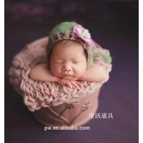 Mauve Newborn Photo Props Stretch Knit Blanket Thin and Thick Posing Fabric Faux Merino Wool Blanket Stretch Knit Layer