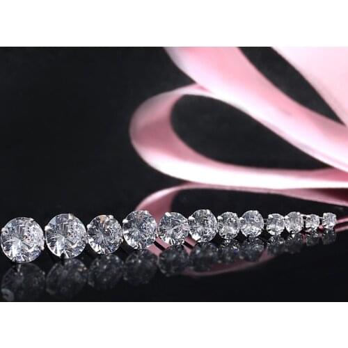Cute Female 3/4/5/6/7/8mm White Zircon Earrings Crystal 925 Sterling Silver Earrings For Women Small Round Stud Earrings