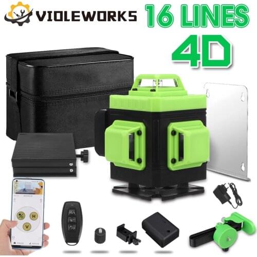 16 Lines 4D Laser Level Self-Leveling 360 Horizontal And Vertical Cross Super Powerful Green Laser Level EU Plug APP Control