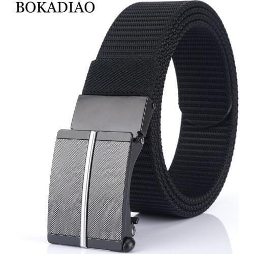 BOKADIAO Men&women Nylon Belt Metal Automatic Buckle canvas belts Outdoor sports Casual jeans waistband Army military male strap