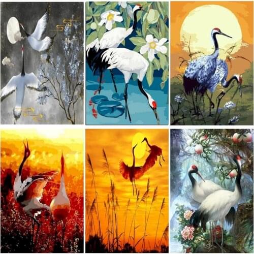 SDOYUNO painting by numbers with frame Crane Animals Diy On Canvas Modern Wall Art Picture Acrylic Paint By Numbers For Gift