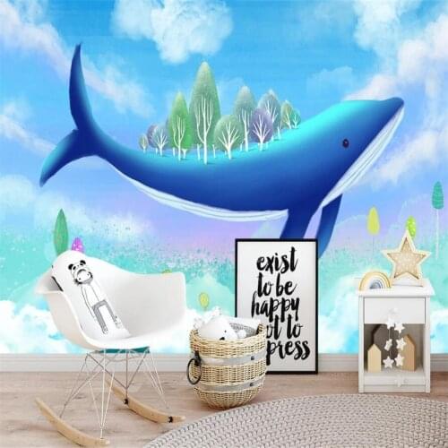 Milofi custom 3D wallpaper mural Nordic dream ocean whale childrens room living room bedroom background wall decoration wallpap