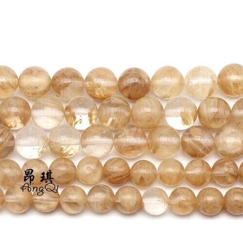 Natural Stone Tea Watermelon Quartz Crystal Round Loose Beads 4 6 8 10 12mm Glass Beads For Jewelry Making DIY Bracelets 15.5