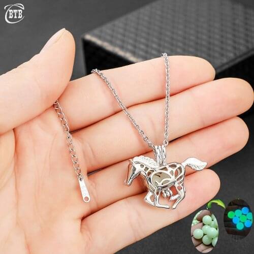 New Glowing Necklace Silver Color Openwork Horse Luminous Pendant Fashion Jewelry Women Fluorescence Choker