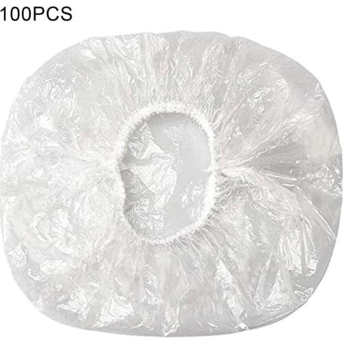 100pcs Disposable Shower Caps Elastic Plastic Shower Cap for Bathroom Spa Hotel and Hair Salon Waterproof and Dustproof