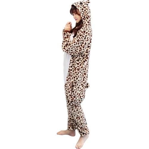 Unisex Adults Animal Pajamas Anime Onesie Leopard Bear Flannel Cartoon Cute Warm Cosplay Sleepwear