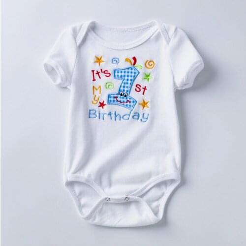 Baby Girls Baby Boy Embroidery First Birthday Romper Cotton It is my First Birthday Outfit