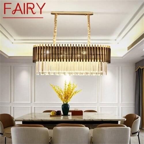 FAIRY Postmodern Black Oval Chandelier Fixtures Crystal Pendant Lamp Luxury Light Home LED for Living Dining Room