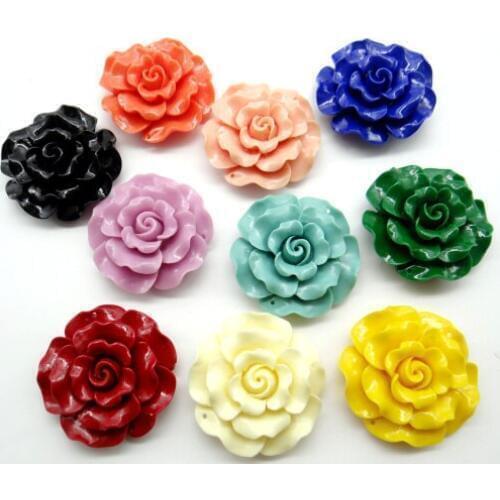 Natural Chinese Organic Cinnabar Quartz crystal carve of flower charm Pendant for diy Jewelry making Necklace Accessories6PCS S2