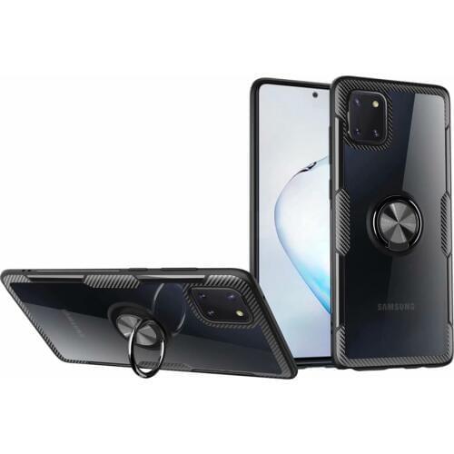 Transparent Non-slip 360 degrees metal Ring kickStand Grip Shock Absorbing case for Samsung galaxy A81/Note 10 lite/M60
