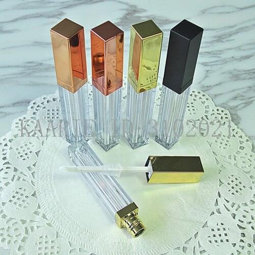 4ML 40pcs/lot Clear Elegant Lip Gloss Tube,DIY Plastic Square Lipstick Refillable Bottle,Empty High-end Cosmetic Lip Makeup Tool