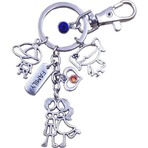 Romantic Couple Famaliy Keychain Key Ring Engraved Trust Lettered Word Charm Angel Birthday Boy And Girl Lover Gift BR065-096