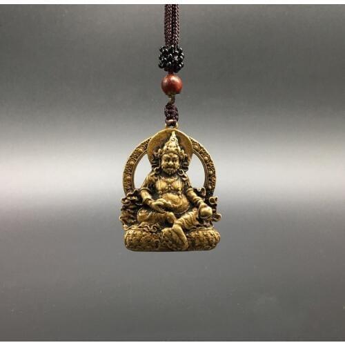 Collectable Chinese Brass Carved The God Of Wealth Mammon Money Exquisite Small Pendant Statues