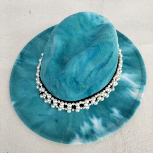 Fedora hat women Wide Brim Gradient color designed panama vintage artificial jazz cap Black Derby panama caps women winter hats