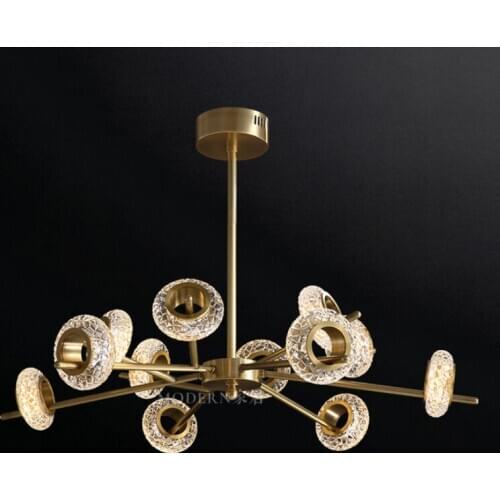 Modern minimalist light luxury LED chandelier living room chandelier Nordic style crystal lamps bedroom dining room chandelier