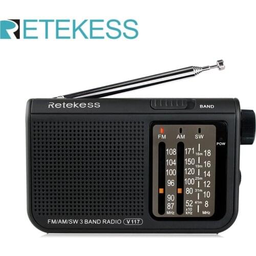 Retekess V117 Analog AM FM Radio Transistor Shortwave Radio Powered by AA Battery with Large Knobs Ideal for Indoor and Senior